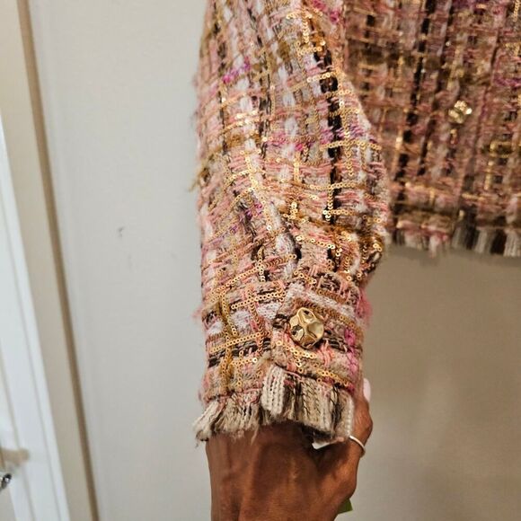 Adrenne Landau Onyx Plaid Sequence Cropped Jacket Size XL - Picture 4 of 7